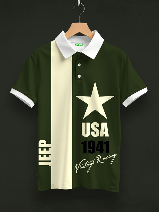 USA 1841 Printed Polo Tee  #PP131