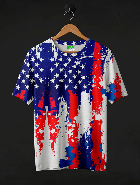 US Flag Print T-Shirt #PT165