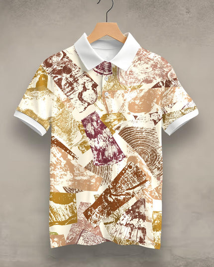 Wood Cut Pattern Polo T-Shirt #PP125