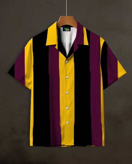Yellow Black Stripe Printed Shirt