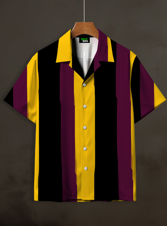 Yellow Black Stripe Printed Shirt