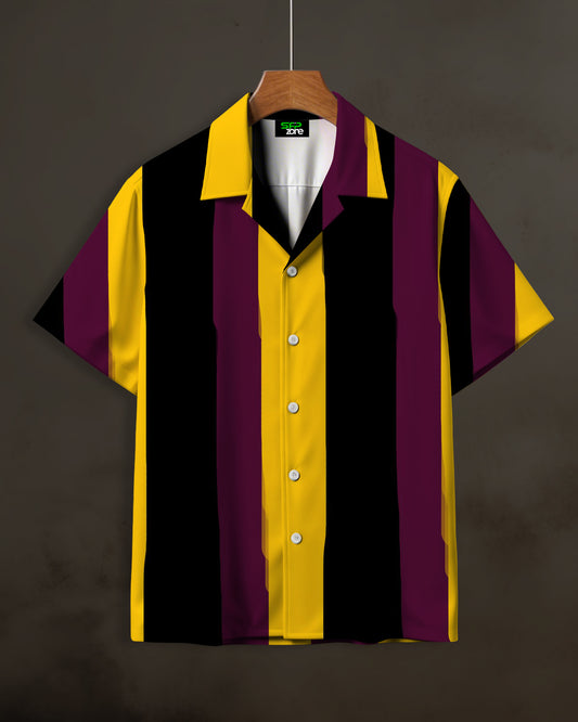 Yellow Black Stripe Printed Shirt