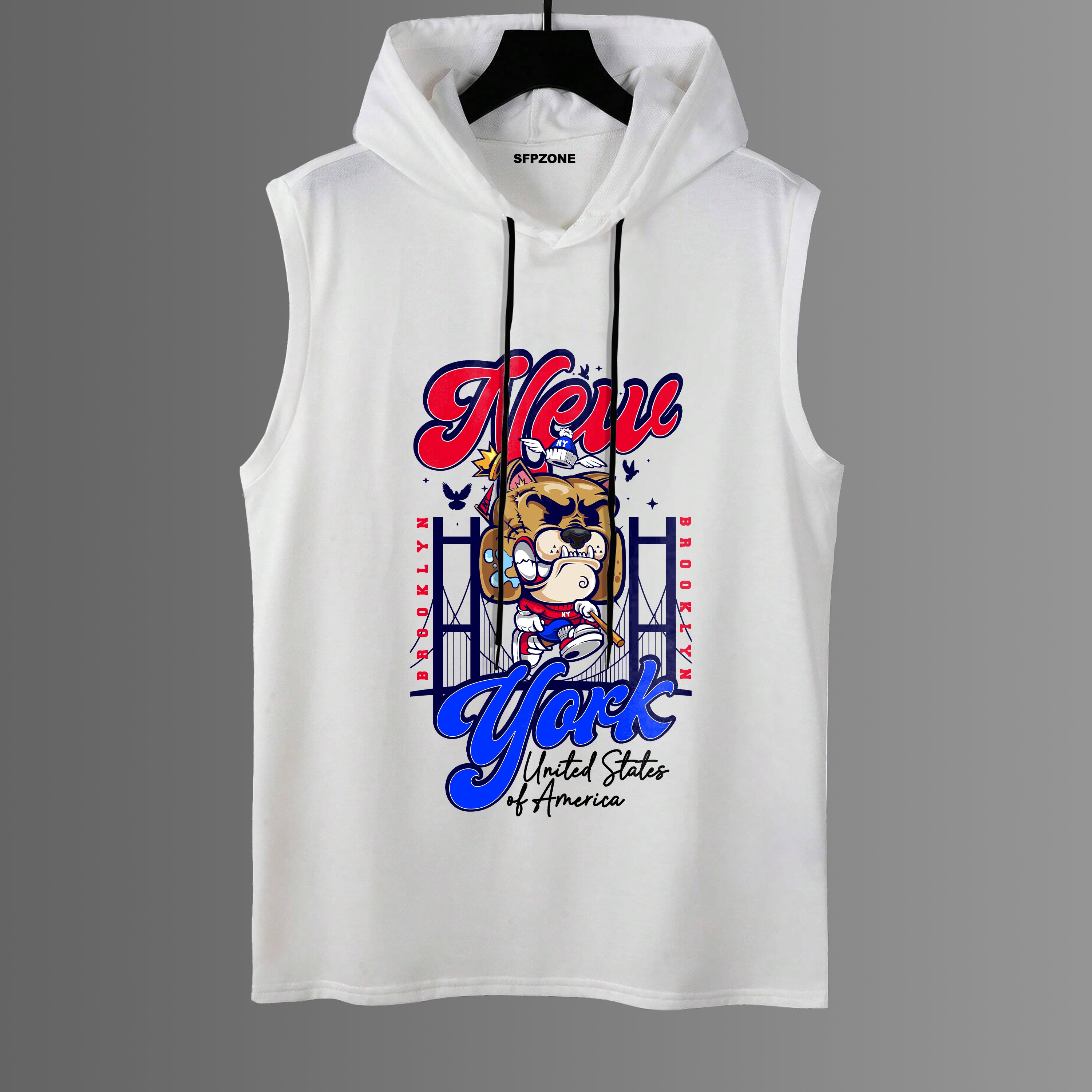 Cotton Hooded Tank Tops#6